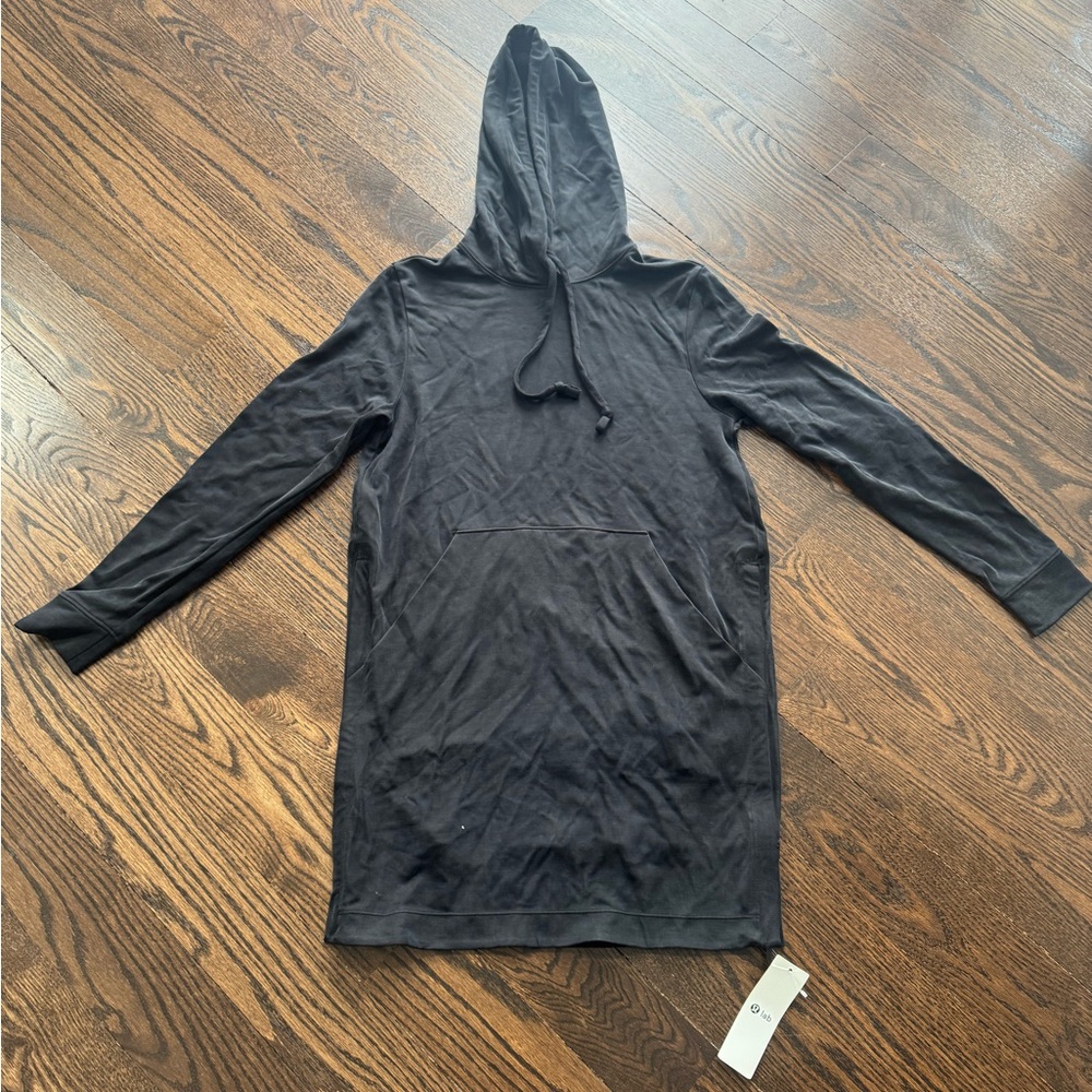 Lululemon Athletica Black Cuffed Sleeve Hoodie Dress